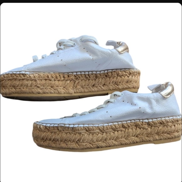 Steve Madden White Leather Platform Espadrille Sneakers Size 6 - Picture 4 of 10